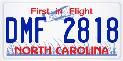 NC license plate DMF2818
