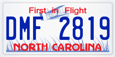 NC license plate DMF2819
