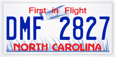 NC license plate DMF2827