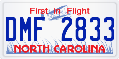 NC license plate DMF2833