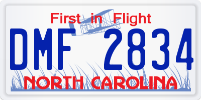 NC license plate DMF2834
