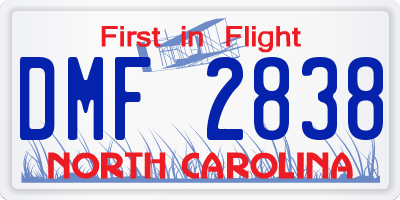 NC license plate DMF2838