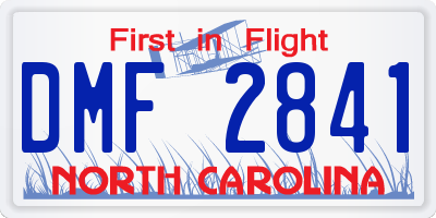 NC license plate DMF2841