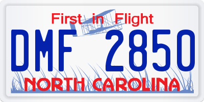 NC license plate DMF2850