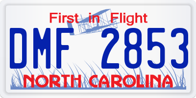 NC license plate DMF2853