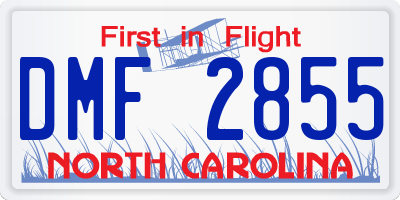 NC license plate DMF2855