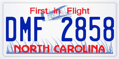 NC license plate DMF2858