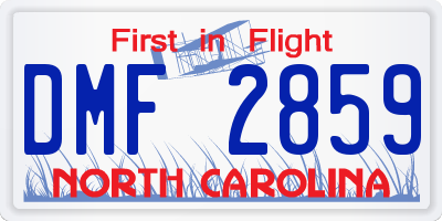 NC license plate DMF2859