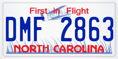 NC license plate DMF2863