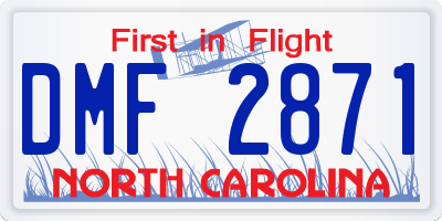 NC license plate DMF2871