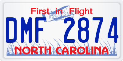 NC license plate DMF2874