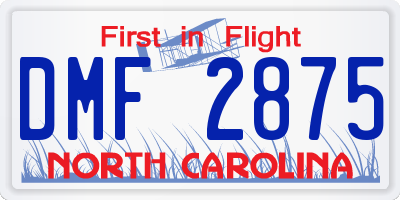 NC license plate DMF2875