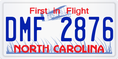 NC license plate DMF2876