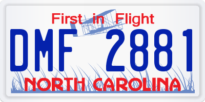 NC license plate DMF2881