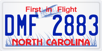 NC license plate DMF2883