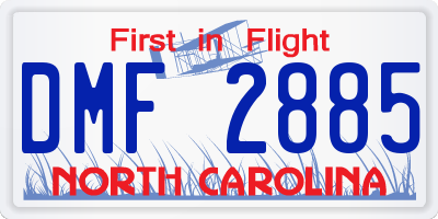 NC license plate DMF2885