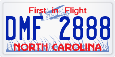 NC license plate DMF2888
