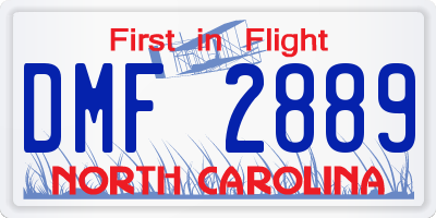NC license plate DMF2889