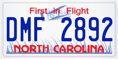 NC license plate DMF2892