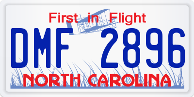 NC license plate DMF2896