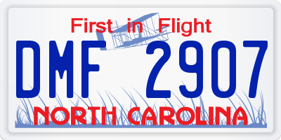 NC license plate DMF2907