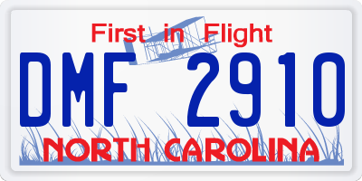 NC license plate DMF2910