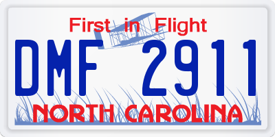 NC license plate DMF2911