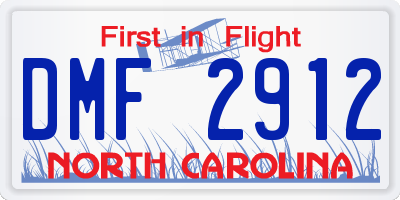NC license plate DMF2912