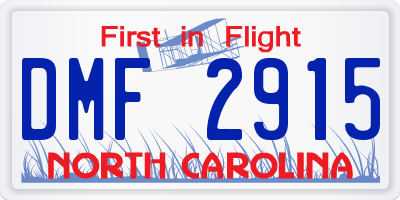 NC license plate DMF2915