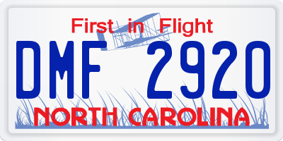 NC license plate DMF2920