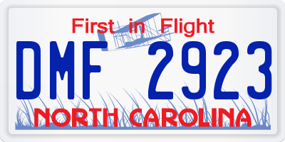 NC license plate DMF2923
