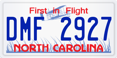 NC license plate DMF2927