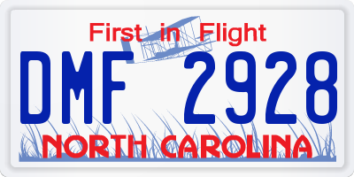 NC license plate DMF2928