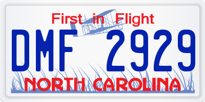 NC license plate DMF2929