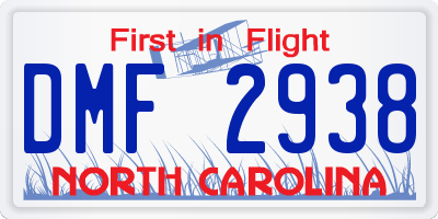NC license plate DMF2938