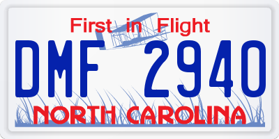 NC license plate DMF2940