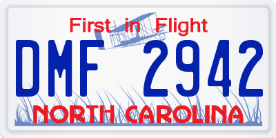 NC license plate DMF2942