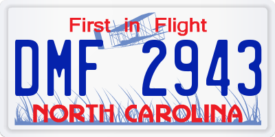 NC license plate DMF2943