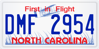 NC license plate DMF2954