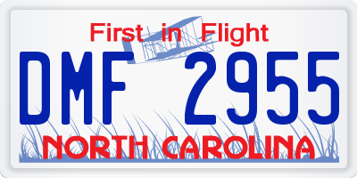 NC license plate DMF2955