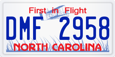 NC license plate DMF2958