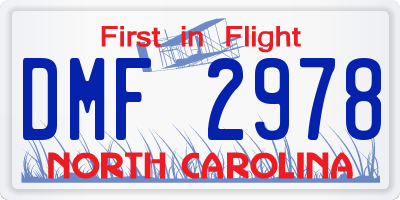 NC license plate DMF2978