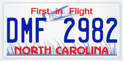 NC license plate DMF2982