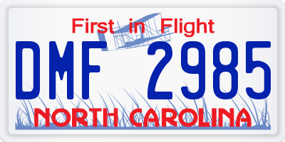 NC license plate DMF2985