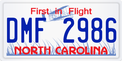 NC license plate DMF2986