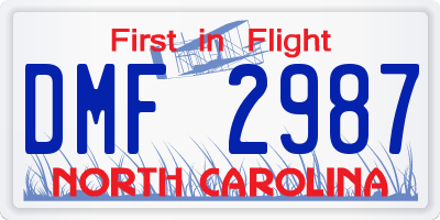 NC license plate DMF2987