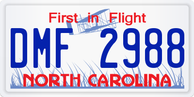 NC license plate DMF2988