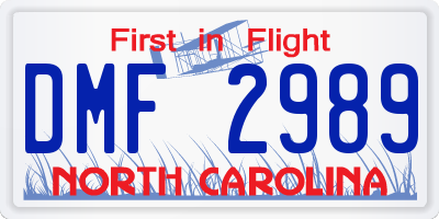NC license plate DMF2989