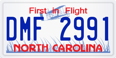 NC license plate DMF2991