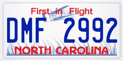NC license plate DMF2992